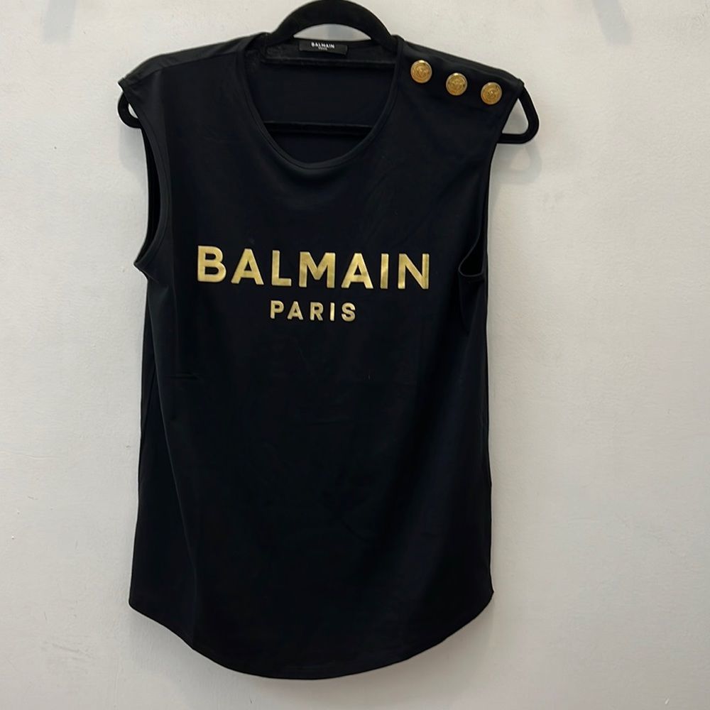 Balmain Black and Gold Tank Top